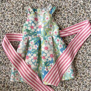 Mama Luma Tropical Dress with Pink Ribbon Size 5-6y NWOT